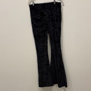 Black Crushed Velvet High-Rise Pants